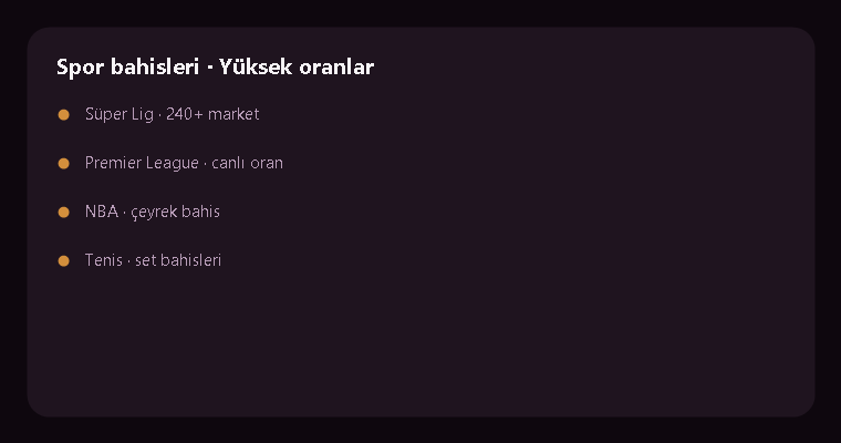 Spor bahisleri özet ekranı: lig listesi ve örnek oran satırları
